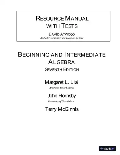 Solution Manual for Beginning and Intermediate Algebra, 7th Edition - Page 1 preview image