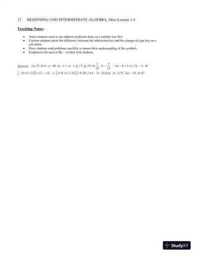 Solution Manual for Beginning and Intermediate Algebra, 7th Edition - Page 13 preview image