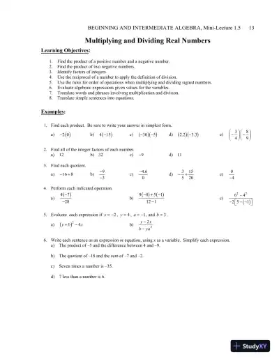 Solution Manual for Beginning and Intermediate Algebra, 7th Edition - Page 14 preview image