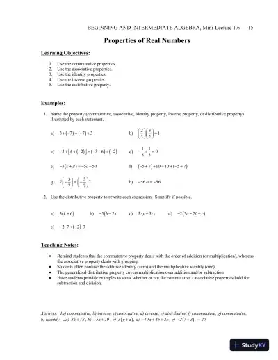 Solution Manual for Beginning and Intermediate Algebra, 7th Edition - Page 16 preview image
