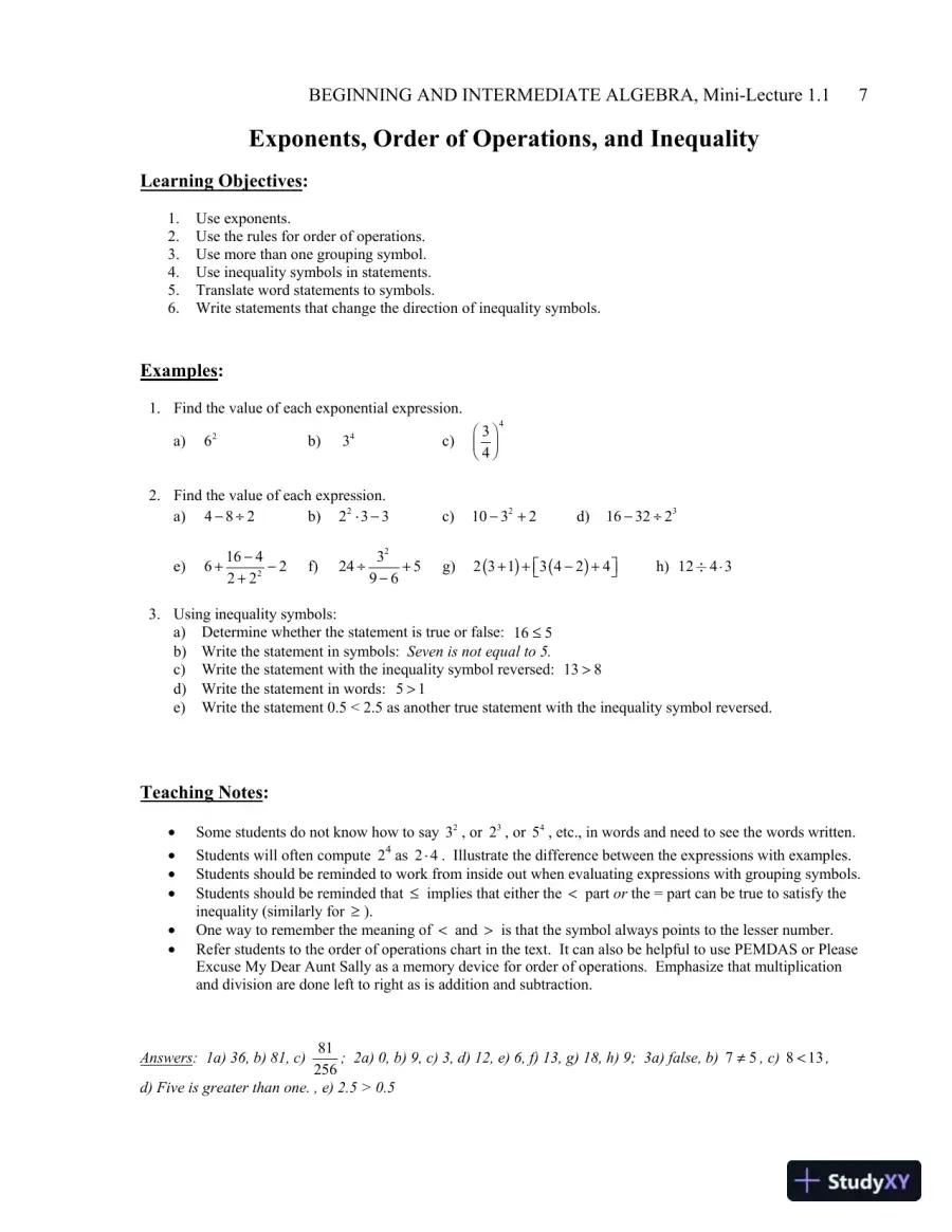Solution Manual for Beginning and Intermediate Algebra, 7th Edition, page 8
