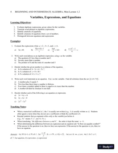 Solution Manual for Beginning and Intermediate Algebra, 7th Edition - Page 9 preview image