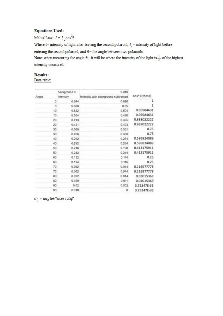 Exploring Light Intensity Through Polarizers, page 2