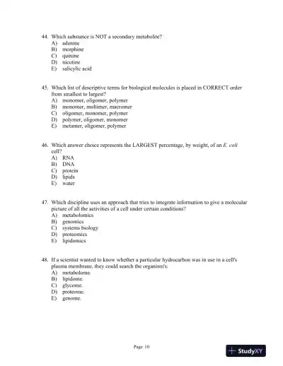 Lehninger Principles of Biochemistry Seventh Edition Test Bank - Page 11 preview image