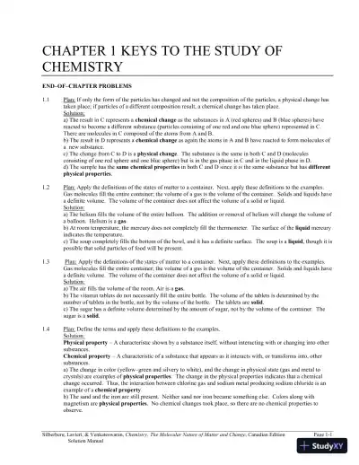 Chemistry: The Molecular Nature of Matter and Change Canadian Edition (2013) Solution Manual - Page 1 preview image