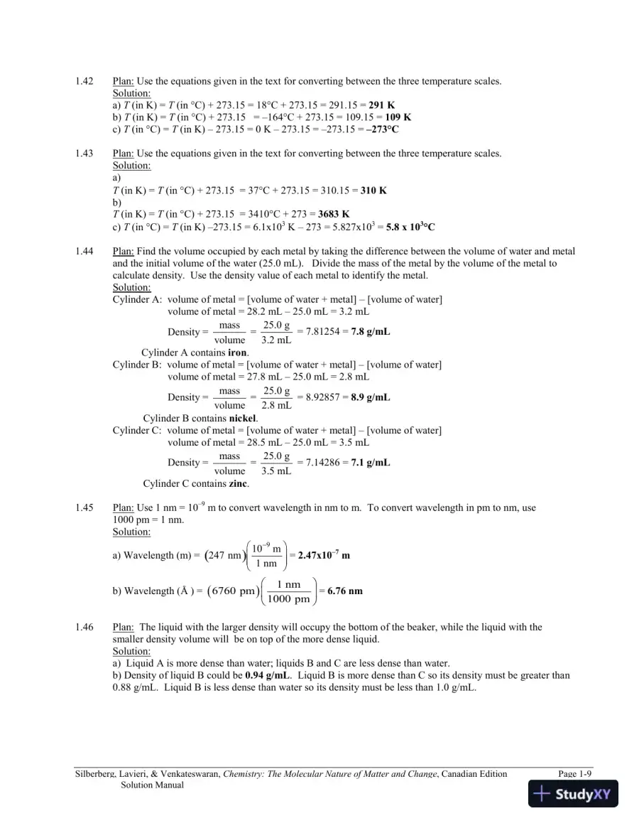 Chemistry: The Molecular Nature of Matter and Change Canadian Edition (2013) Solution Manual, page 10