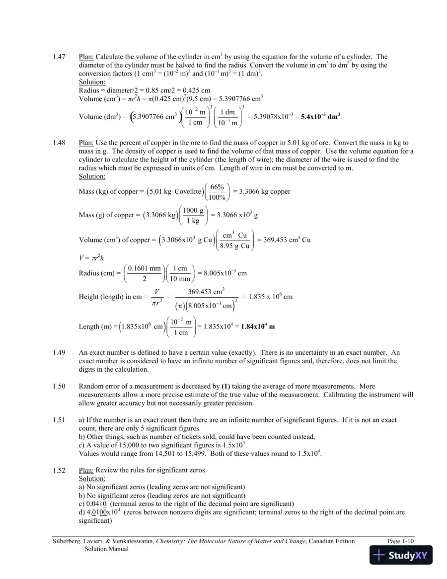 Chemistry: The Molecular Nature of Matter and Change Canadian Edition (2013) Solution Manual, page 11