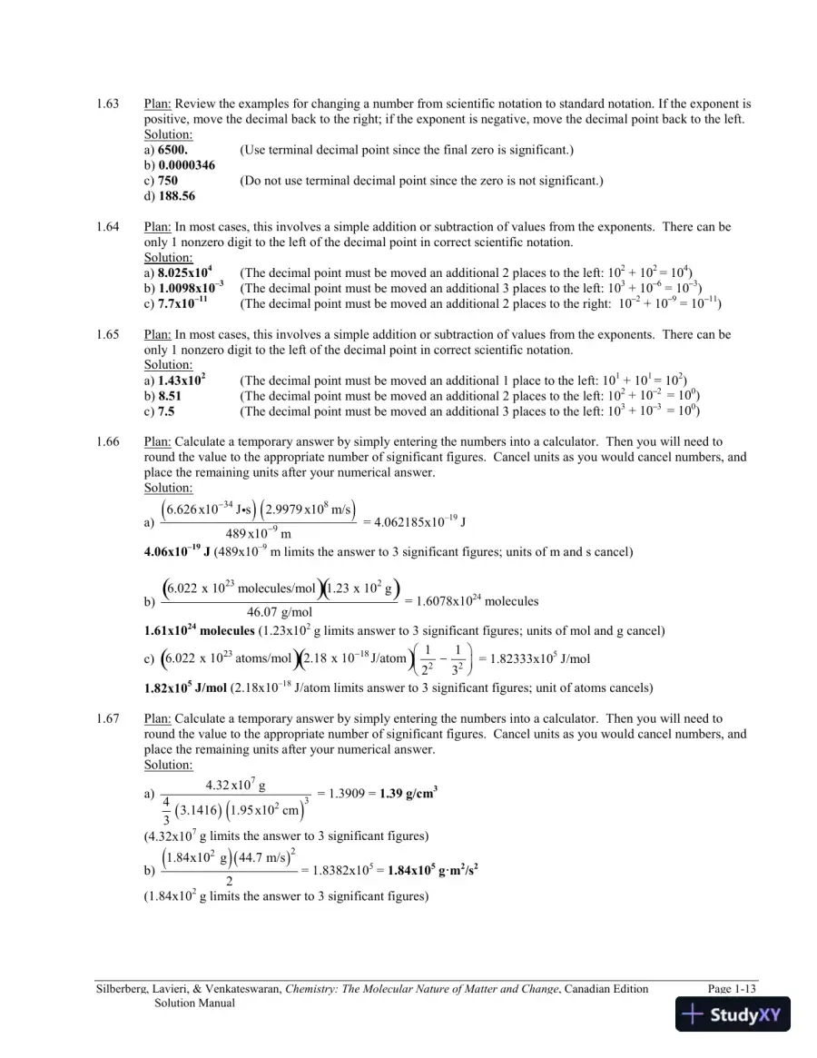 Chemistry: The Molecular Nature of Matter and Change Canadian Edition (2013) Solution Manual, page 14