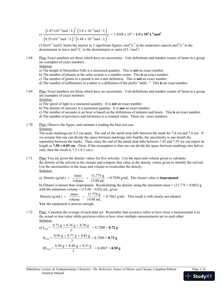 Chemistry: The Molecular Nature of Matter and Change Canadian Edition (2013) Solution Manual, page 15