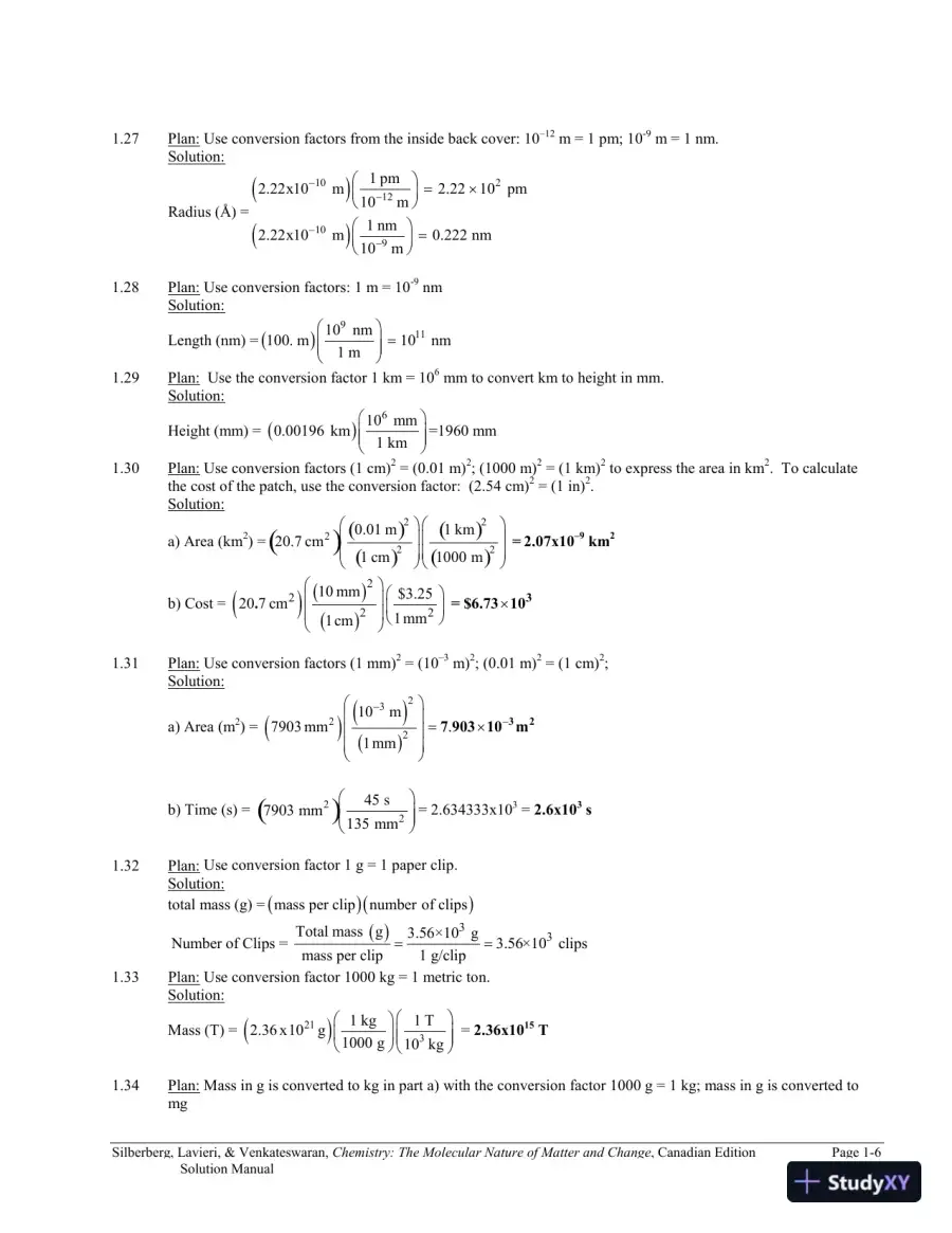 Chemistry: The Molecular Nature of Matter and Change Canadian Edition (2013) Solution Manual, page 7