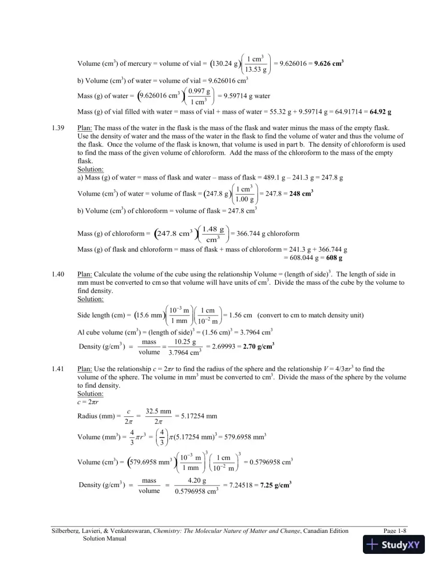 Chemistry: The Molecular Nature of Matter and Change Canadian Edition (2013) Solution Manual, page 9