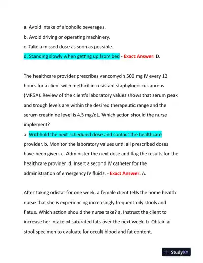 2021 HESI Pharmacology Review Exam With Answers (49 Solved Questions) - Page 3 preview image