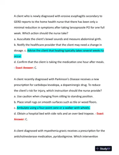 2021 HESI Pharmacology Review Exam With Answers (49 Solved Questions) - Page 8 preview image