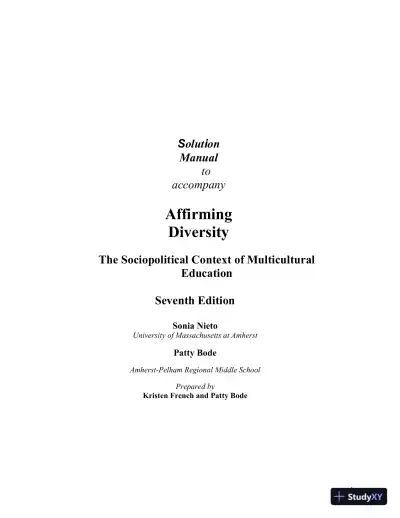 Solution Manual for Affirming Diversity: The Sociopolitical Context of Multicultural Education , 7th Edition - Page 1 preview image