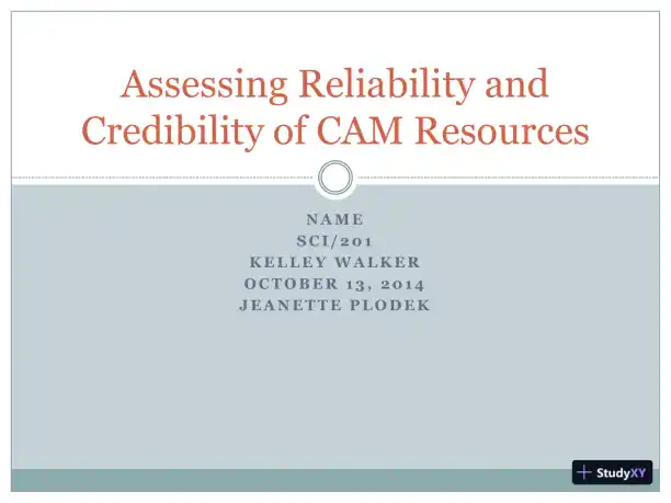 Assessing Reliability And Credibility Of CAM Resources - Page 1 preview image