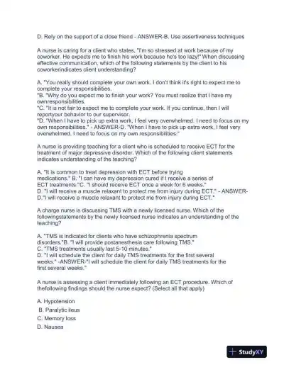 2023 ATI RN Proctored Exam with Answers (58 Solved Questions) - Page 12 preview image