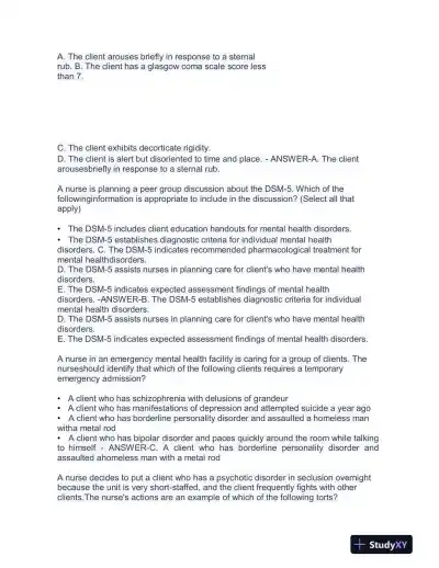 2023 ATI RN Proctored Exam with Answers (58 Solved Questions) - Page 3 preview image