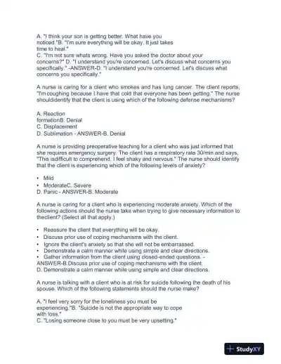 2023 ATI RN Proctored Exam with Answers (58 Solved Questions) - Page 5 preview image