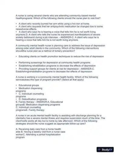 2023 ATI RN Proctored Exam with Answers (58 Solved Questions) - Page 7 preview image