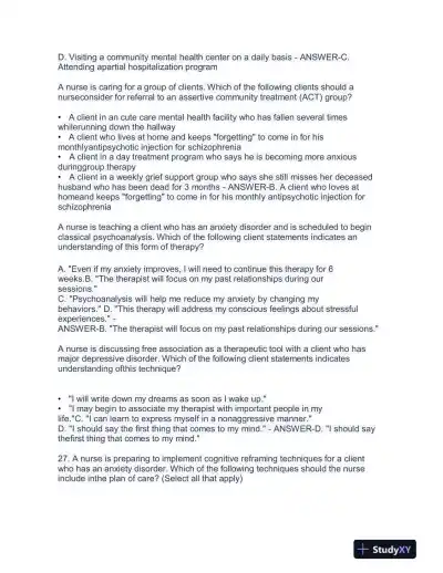 2023 ATI RN Proctored Exam with Answers (58 Solved Questions) - Page 8 preview image