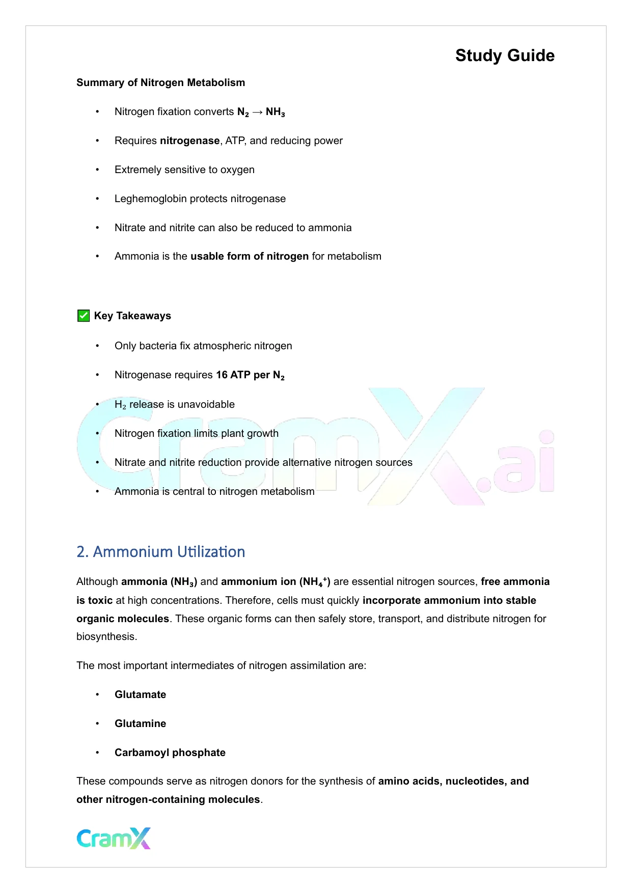 Biochemistry-II - Nitrogen Fixation, Assimilation, Elimination - Page 5 preview image
