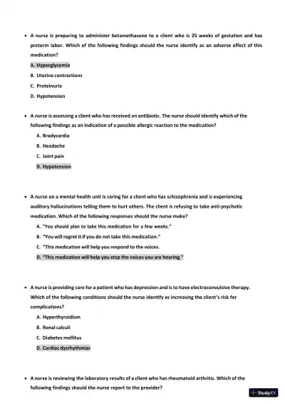 2022-2023 ATI RN Comp Comprehensive, Predictor Exam With Answers (173 Solved Questions) - Page 3 preview image