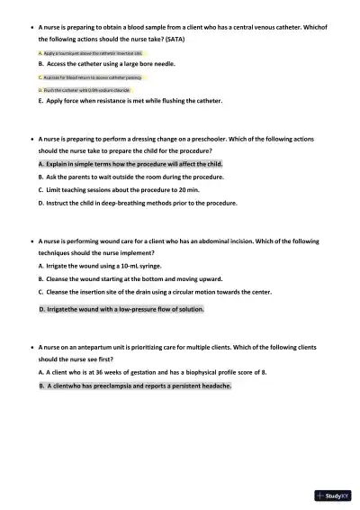 2022-2023 ATI RN Comp Comprehensive, Predictor Exam With Answers (173 Solved Questions) - Page 5 preview image
