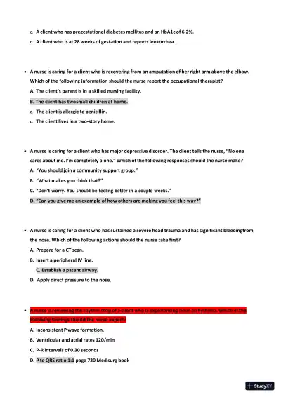 2022-2023 ATI RN Comp Comprehensive, Predictor Exam With Answers (173 Solved Questions) - Page 6 preview image