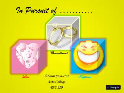 In Pursuit Of Happiness: Commitment And Love - PSY 220, Axia College - Page 1 preview image