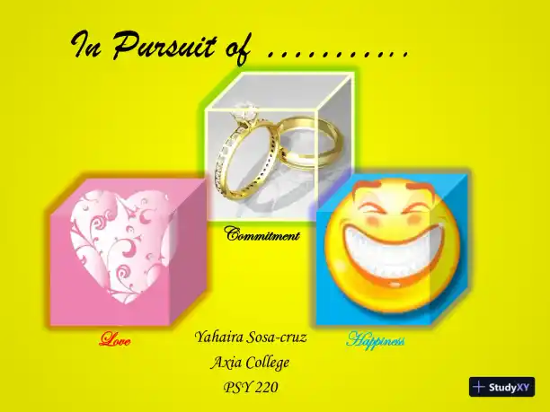 In Pursuit Of Happiness: Commitment And Love - PSY 220, Axia College - Page 1 preview image