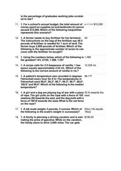 TEAS Exam Math Section - Page 2 preview image