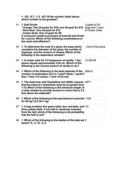 TEAS Exam Math Section - Page 6 preview image