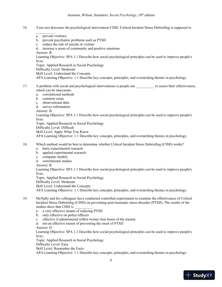 Test Bank for Social Psychology, 10th Edition, page 8