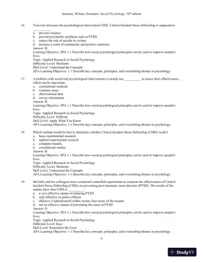 Test Bank for Social Psychology, 10th Edition - Page 8 preview image