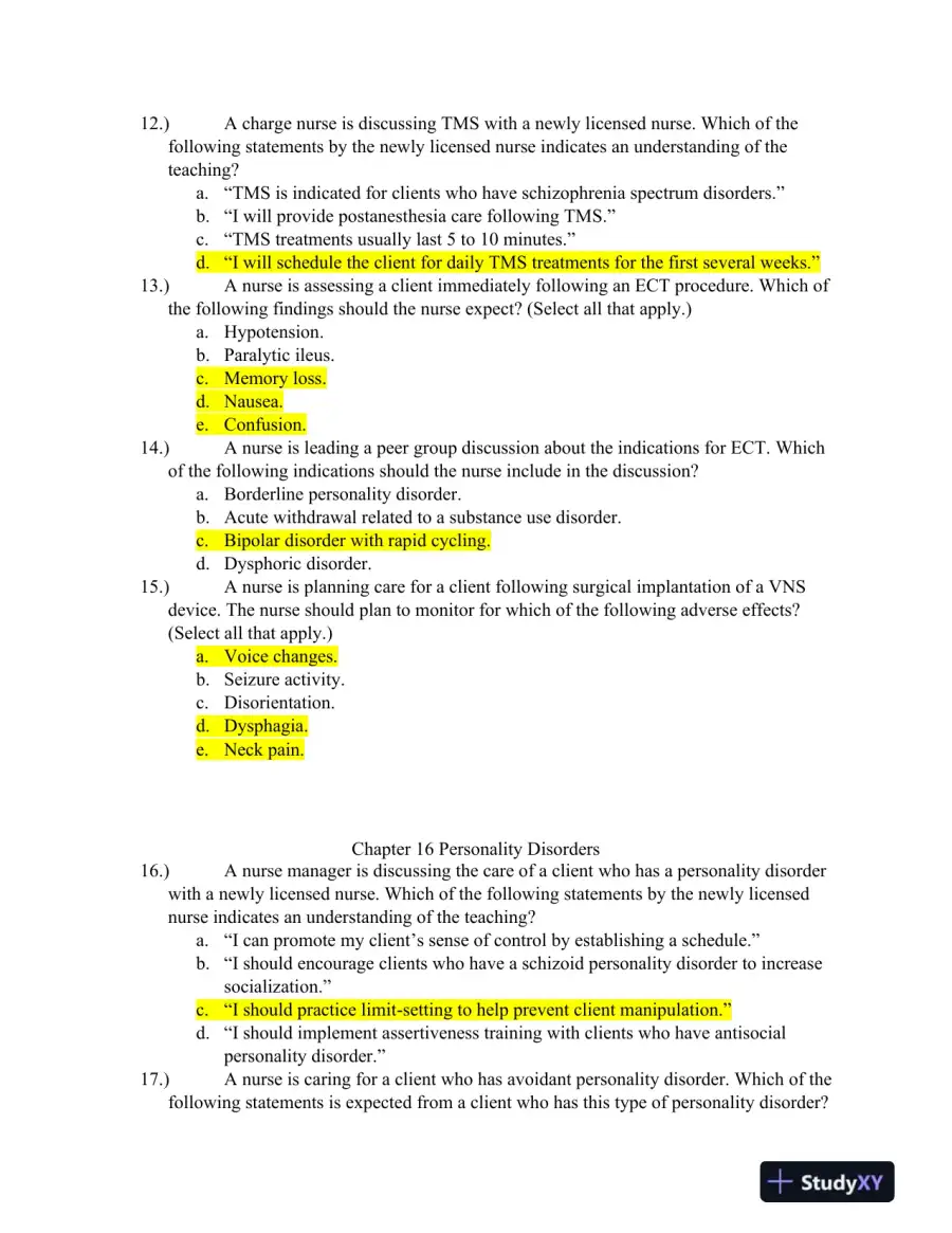 ATI Mental Health Proctored Exam with Answers (40 Solved Questions), page 3
