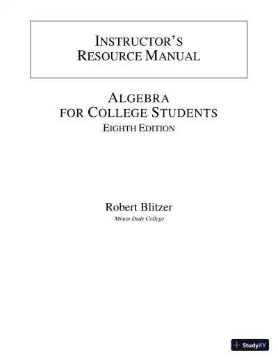 Test Bank for Algebra for College Students, 8th Edition - Page 1 preview image