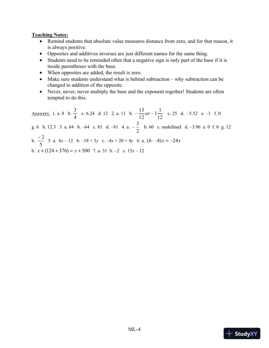 Test Bank for Algebra for College Students, 8th Edition, page 10