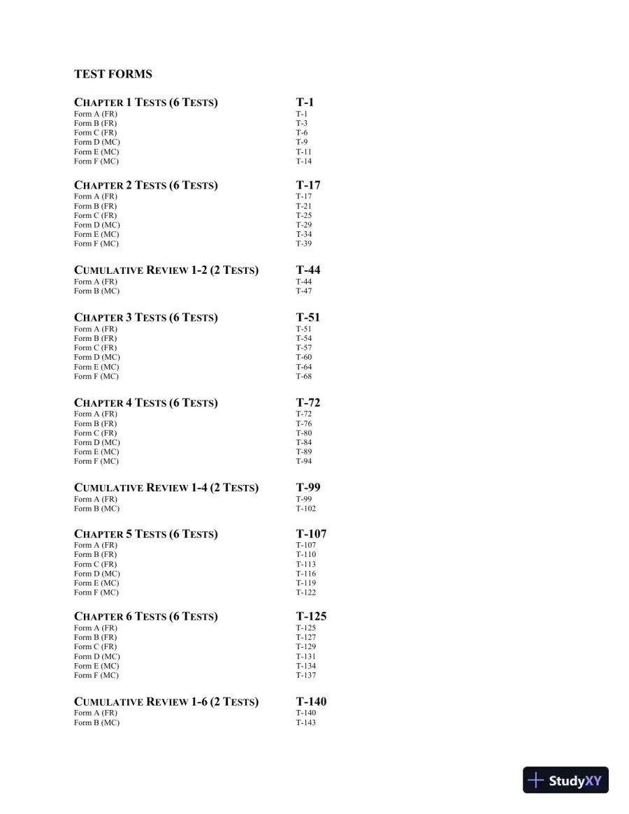Test Bank for Algebra for College Students, 8th Edition, page 4