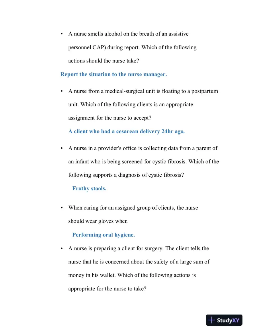 2020 ATI PN Comprehensive Exam with Answers (180 Solved Questions), page 4