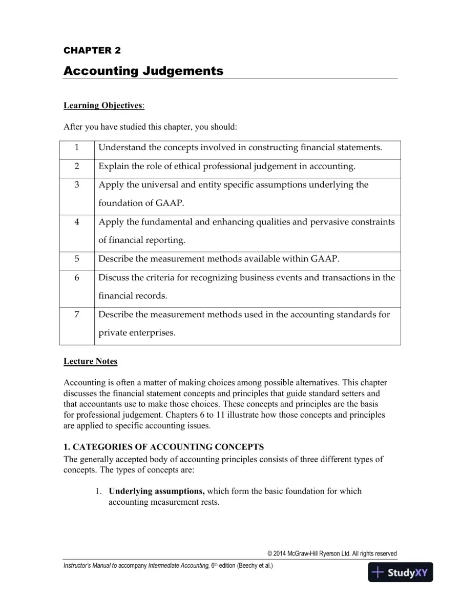 Intermediate Accounting Volume 1, Sixth Canadian Edition Lecture Notes, page 10
