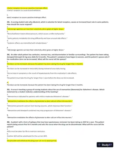 NGR6172 Pharmacology Midterm Exam with Answers (80 Solved Questions) - Page 7 preview image