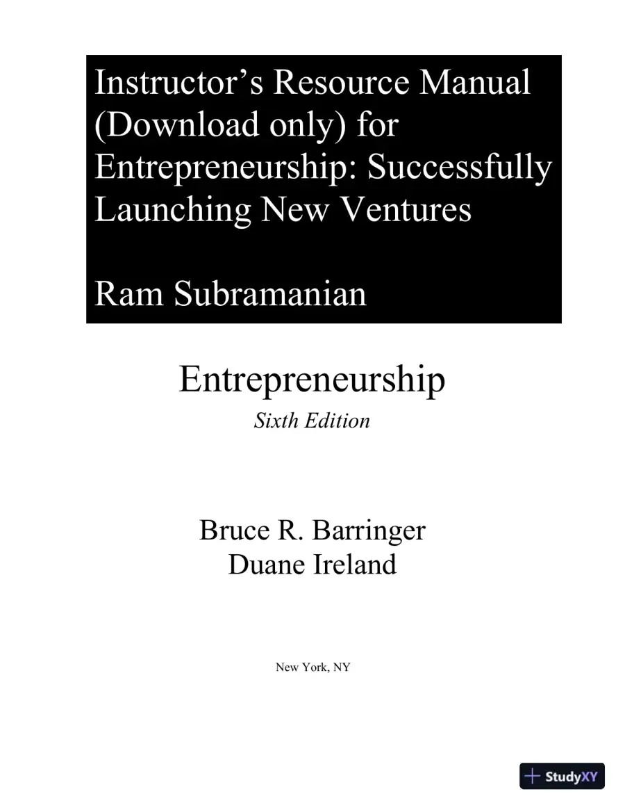 Entrepreneurship: Successfully Launching New Ventures, 6th Edition Solution Manual, page 6