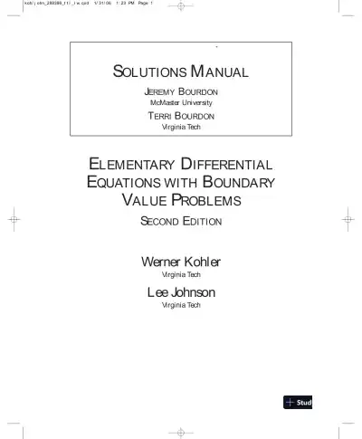 Solution Manual for Elementary Differential Equations with Boundary Value Problems, 2nd Edition - Page 1 preview image