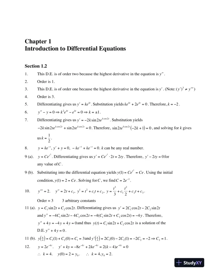 Solution Manual for Elementary Differential Equations with Boundary Value Problems, 2nd Edition, page 4