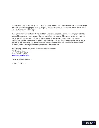 AP Biology: With 2 Practice Tests, 7th Edition (2020) - Page 7 preview image