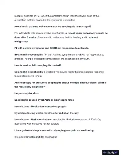 2024-2025 Esophageal Disorders (PEARLS) (Smarty PANCE) with Answers (57 Solved Questions) - Page 3 preview image