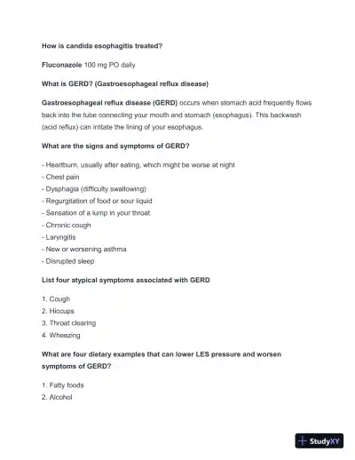 2024-2025 Esophageal Disorders (PEARLS) (Smarty PANCE) with Answers (57 Solved Questions) - Page 4 preview image