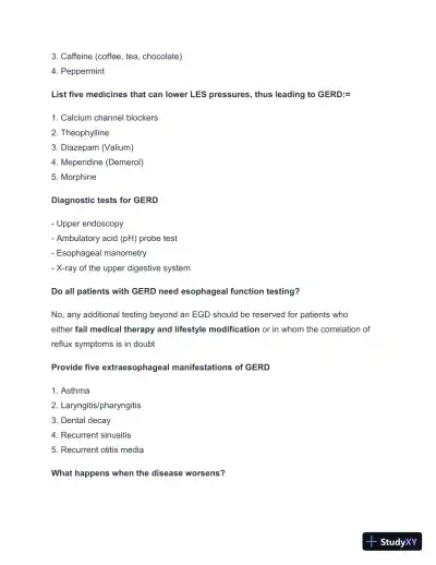 2024-2025 Esophageal Disorders (PEARLS) (Smarty PANCE) with Answers (57 Solved Questions) - Page 5 preview image