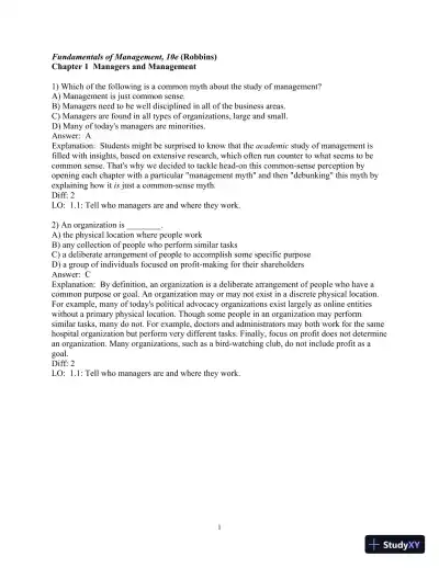 Test Bank for Fundamentals of Management , 10th Edition - Page 1 preview image