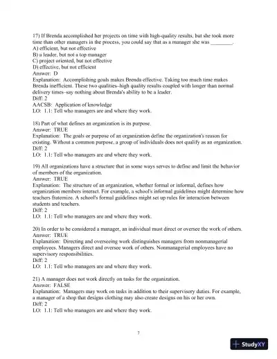 Test Bank for Fundamentals of Management , 10th Edition - Page 8 preview image